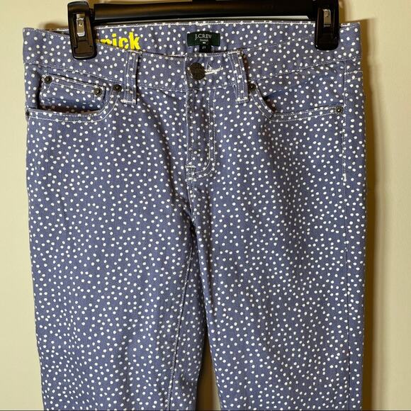 J. Crew Purple White Polka Dot Toothpick‎ Mid Rise Jeans 27 - Picture 2 of 13